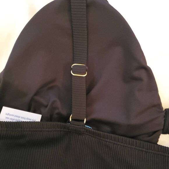NWT Wave Zone Black Ribbed Bikini Top 2X - Picture 6 of 8